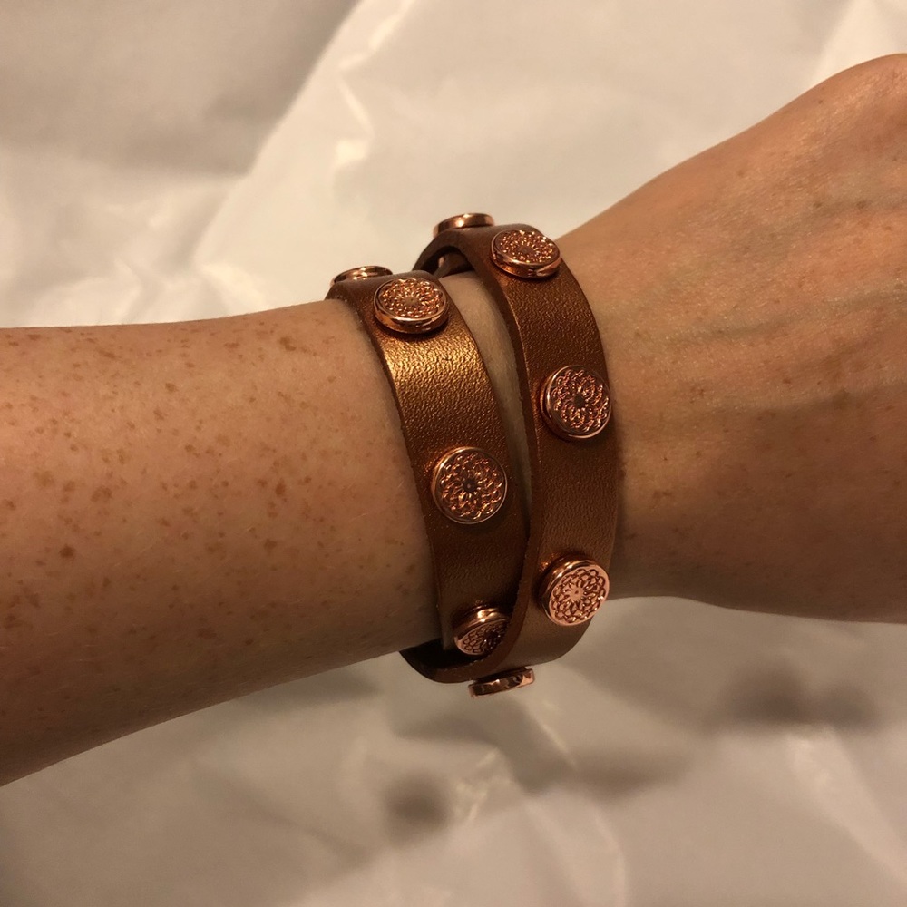 🧡Sheng Tong Leather Wrap Bracelet Rose Gold